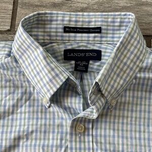 Lands' End No Iron Pinpoint Oxford Shirt Mens 16-35 Tailored Fit Button Down